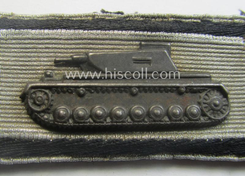 Truly used- and/or worn so-called: 'Sonderabzeichen für das Niederkämpfen von Panzerkampfwagen usw. durch Einzelkämpfer in Silber' (ie. tank-destruction badge)