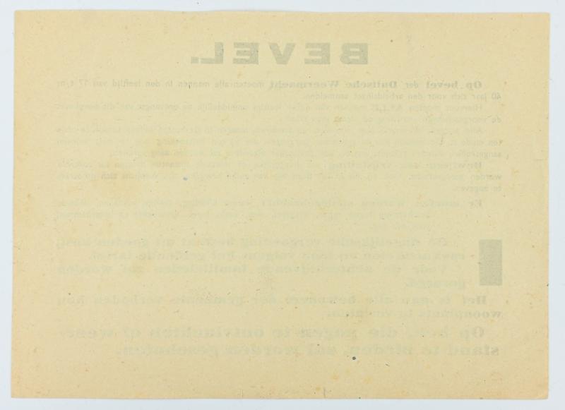 German Leaflet/Order For Dutch Male Labor deployment