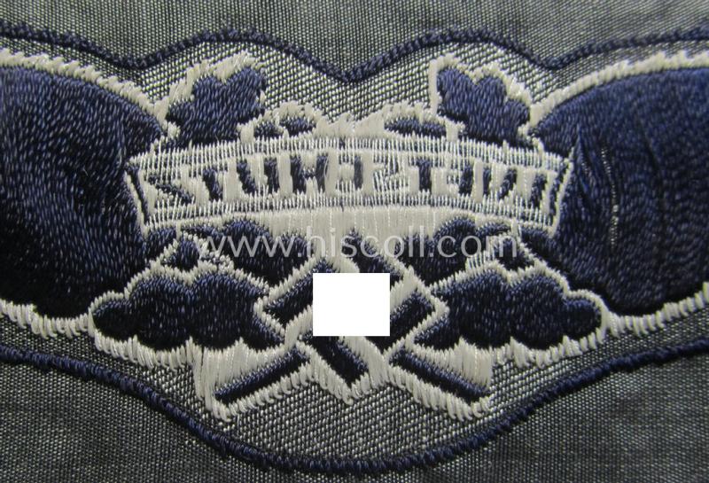 Attractive - and scarcely encountered! - EM- (ie. NCO-) pattern, so-called: 'Luftschutz' (ie. RLB-) breast-badge (ie. 'Brustabzeichen') as executed in so-called: 'BeVo'-weave-pattern and that comes in a 'virtually mint- ie. unissued' conditio...