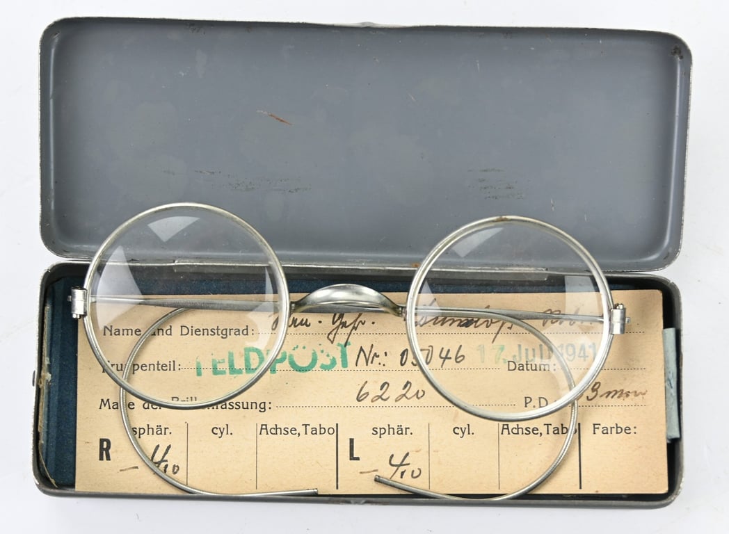 German WH Cased Service Glasses 'Panzer-Berge-Kompanie 7'