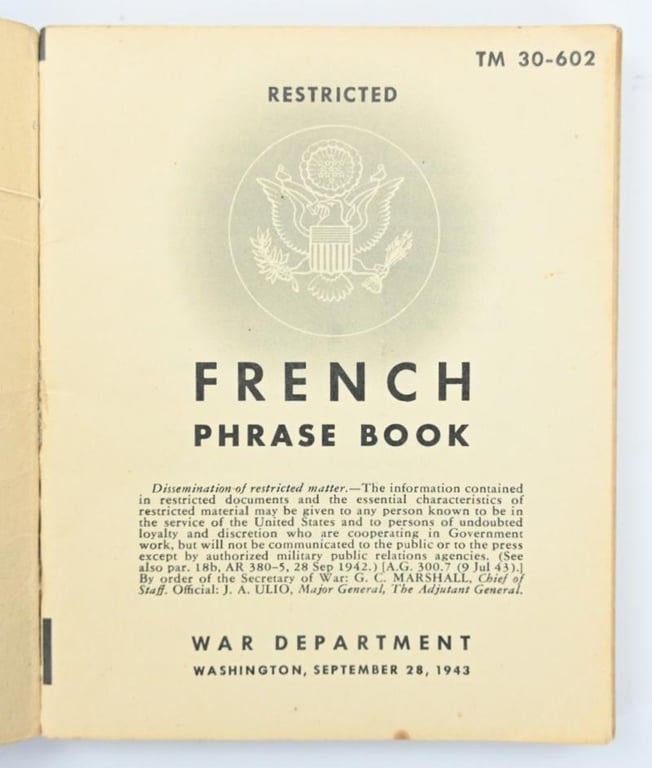 US WW2 French Phase Book 1943