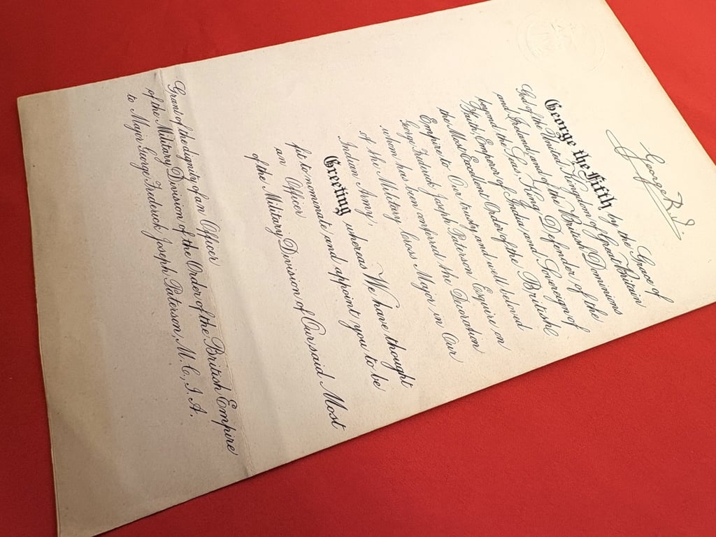 AUTHENTIC MILITARY CITATION HAND SIGNED BY HRH KING GEORGE & PRINCE EDWARD.