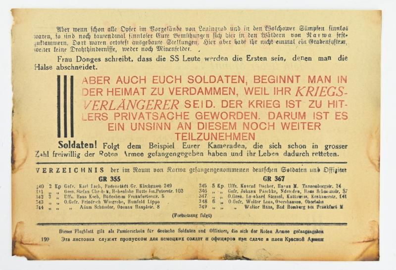 Russian WW2 Droppingsflyer 'Heimatbrief'
