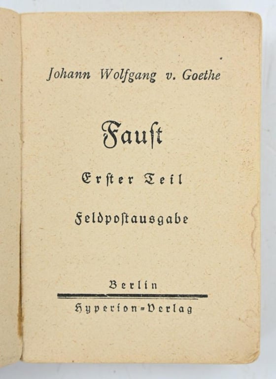 German WH Soldiers Pocket Booklet 'Goethe'