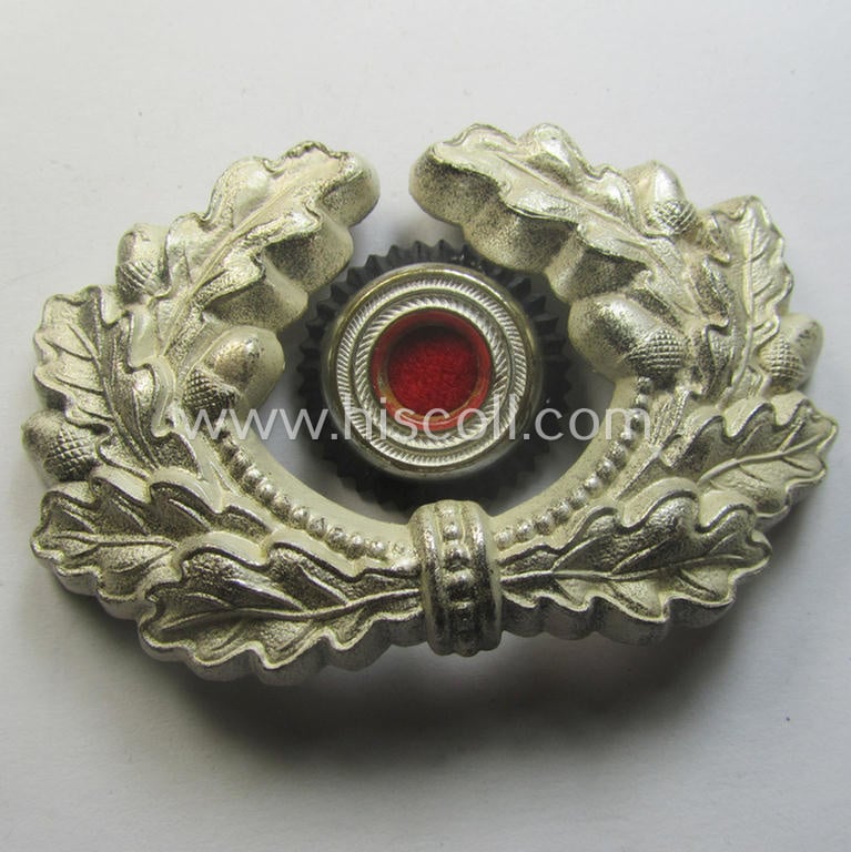 Fully matching WH (Heeres) NCO- (ie. officers'-) type (and 'Buntmetall'-based!) visor-cap insignia-set for attachment onto the various NCO- ie. officers'-type visor-caps (ie. 'Schirmmützen')