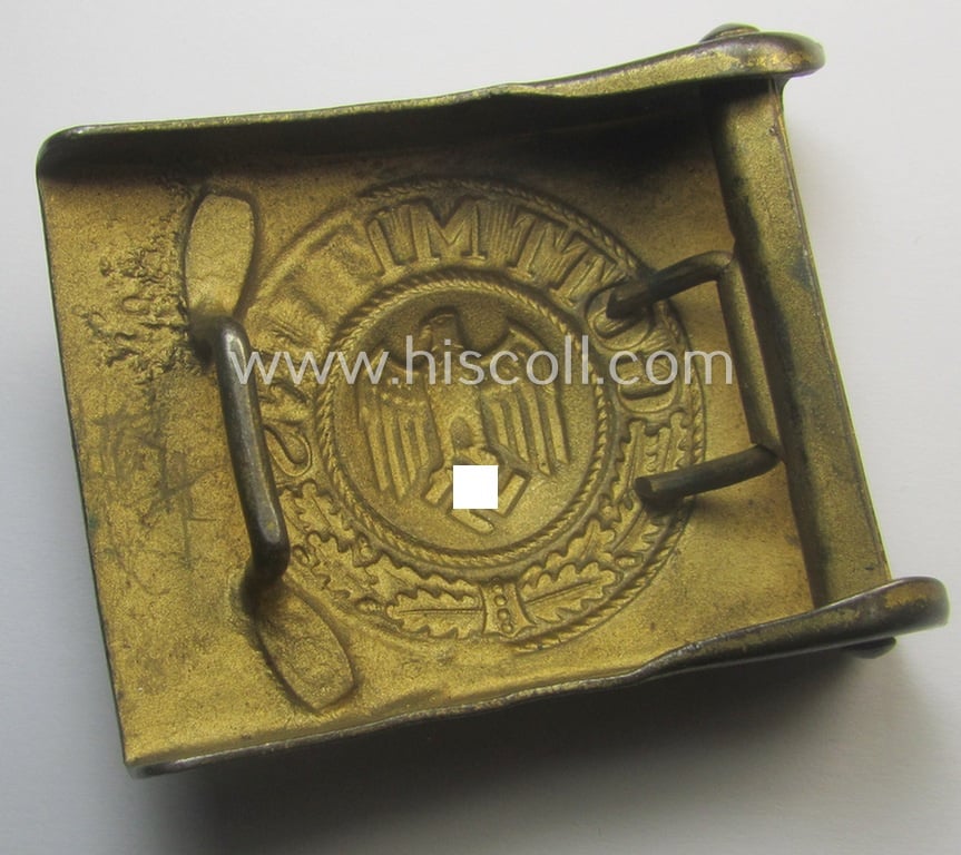 Golden-toned, 'standard-issued'-pattern WH (Kriegsmarine) steel-based belt-buckle