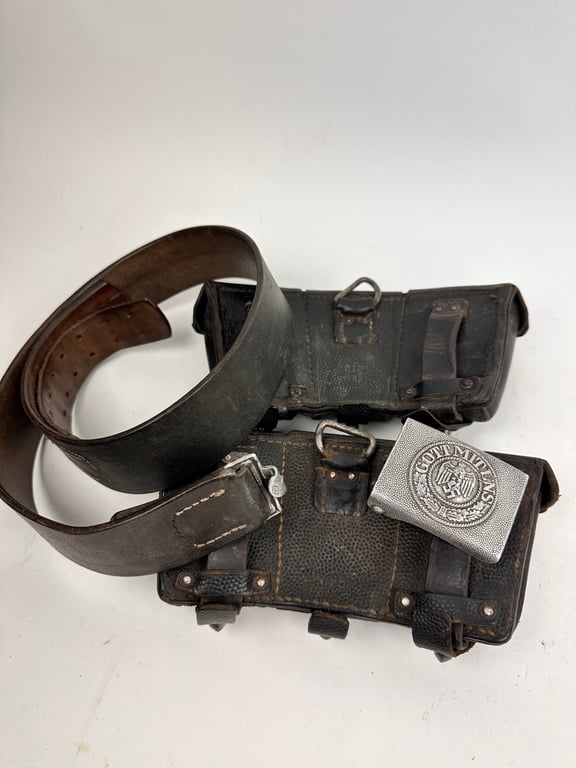 WW2 German Belt,Buckle and 2 K98 pouches "found like this"