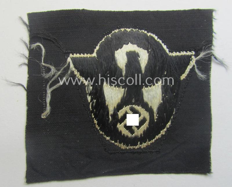 Police ie. 'Polizei'- (ie. 'SS-Polizei'-) 'BeVo'-woven, EM- (ie. NCO-) pattern cap-eagle (ie. 'Adler für Schiffchenmütze o. Einheitsfeldmütze der Polizei o. SS-Polizei')