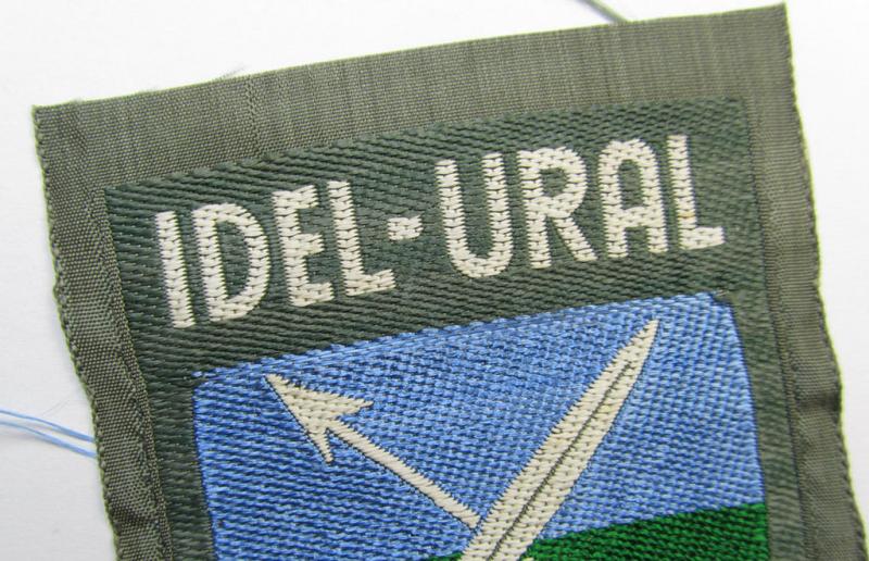 Multi-coloured- and/or 'BeVo'-woven armshield (ie. 'Ärmelschild') entitled: 'Idel-Ural' as was intended for usage by a volunteer who served within the 'Volga-Tartar Legion') and that comes in a 'virtually mint- ie. unissued', condition