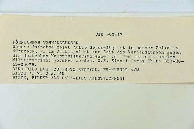 Allied Nuremberg War Trails Picture 'Arthur Seyss-Inquart'