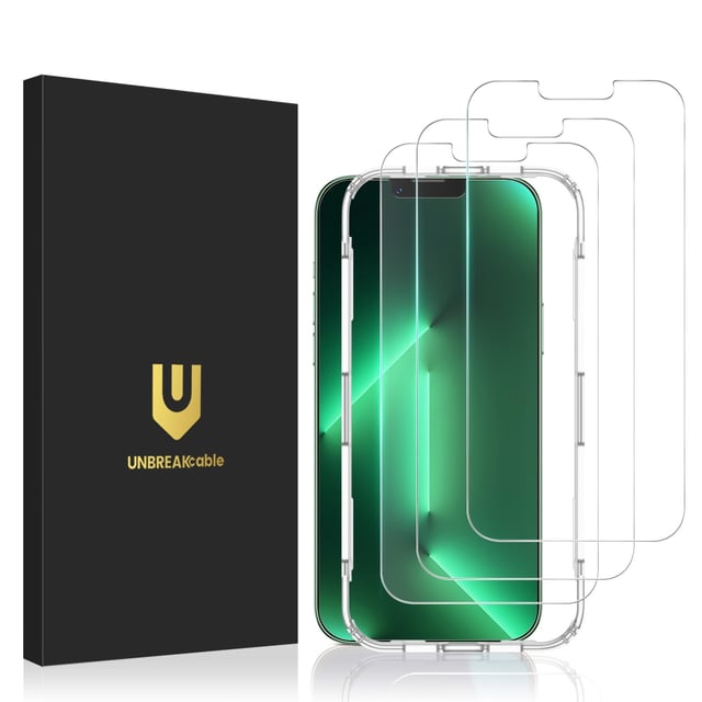 UNBREAKcable 3-Pack Screen Protector for iPhone 15, Double Shatterproof Tempered Glass [Easy Installation Frame] [99.99% HD Clear] [9H Hardness] [Full Coverage] [Case Friendly] for Apple 15 6.1 inch - product photo 3 of 5