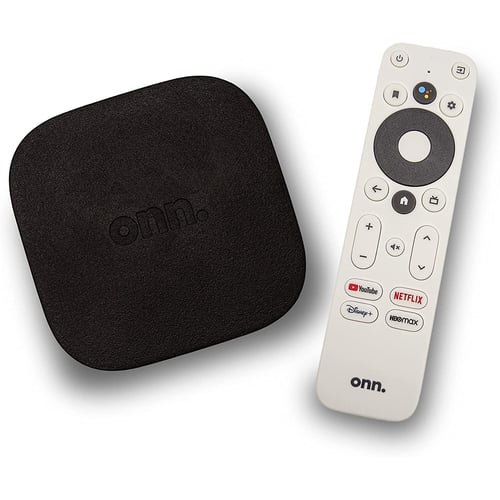 ONN 4K UHD Android TV Streaming Device in black