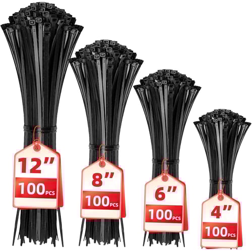 HAVE ME TD 400 Pack Black Zip Ties Assorted Sizes