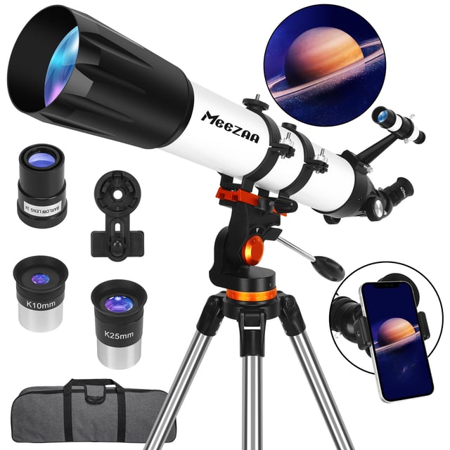 MEEZAA Telescope, Telescope for Adults High Powered, 90mm Aperture 550mm Portable Professional Refractor Telescopes for Kids & Astronomy Beginners with Tripod, Phone Adapter, Carry Bag & Moon Filter - product photo 2 of 5