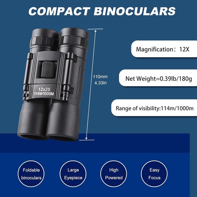 Anourney 8x21 Mini Compact Pocket Binoculars, Lightweight Foldable Easy Focus Small Binoculars for Adults Kids Bird Watching,Opera Concert, Travel, Hiking, Outdoor Scenery, Football Game - product photo 3 of 5