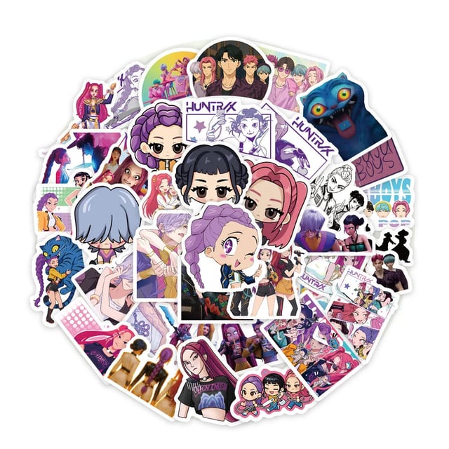 Demon Movie Hunters Stickers,74PCS Korean Idol Anime Style Stickers for Water Bottles,Waterproof Vinyl Decal for Teen Girl Adult Laptop Skateboard Phone Case Guitar Travel Case Bike Notebook - product photo 3 of 5