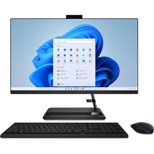 Lenovo AIO desktop setup with keyboard