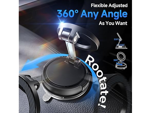 ANDERY Car Phone Holder for Magsafe [78+LBS Strongest Suction & 2400gf Magnetic] 360° Adjustable Car Phone Mount, Phone Holders for Your Car for iPhone 17-12 Pro Max Plus Air, Carbon Fiber - product photo 2 of 5