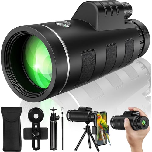 Monocular Telescope 40x60 with smartphone adapter and carrying case