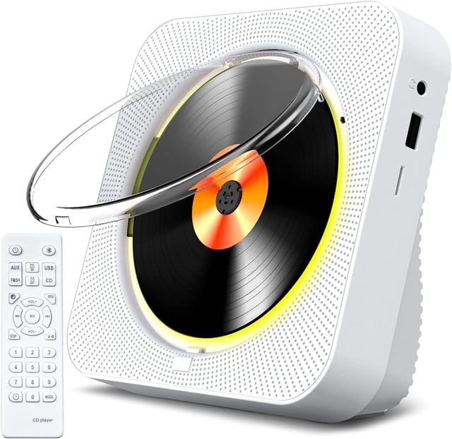 Gueray CD Player Portable Bluetooth Desktop CD Player for Home with Timer Built-in HiFi Speakers with LCD Screen Display Boombox FM Radio USB Type-c (Black) - product photo 5 of 5