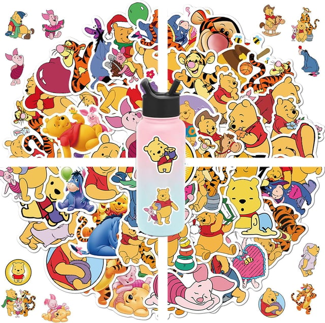50pcs Pooh Bear Stickers for Kids Water Bottle, Cute Disney Cartoon Stickers for Teen Girl Travel Case, Laptop, Guitar, Skateboard, Phone, Computer, Bike, Helmet, Notebook - product photo 3 of 5