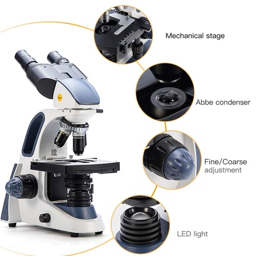 Swift SW380B microscope eyepiece and objective detail