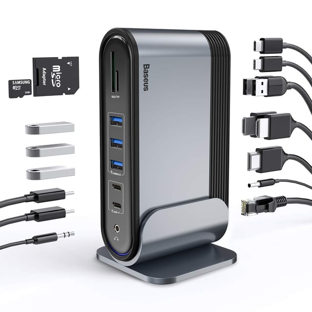 USB C Docking Station 3 HDMI, 12-in-1 Docking Station 3 Monitor with Triple HDMI,100W PD Charging, 10Gbps USB A/C 3.1, Gigabit Ethernet, SD/TF Card Reader for Dell/HP/Lenovo Laptops - product photo 4 of 5