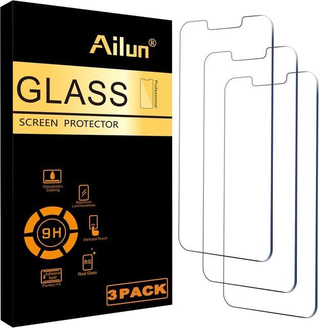 Ailun Screen Protector for iPhone 17e / iPhone 16e / iPhone 14 / iPhone 13 / iPhone 13 Pro [6.1 Inch] Display 3 Pack Tempered Glass, Case Friendly [Not for iPhone 16 6.1 Inch] - product photo 4 of 5