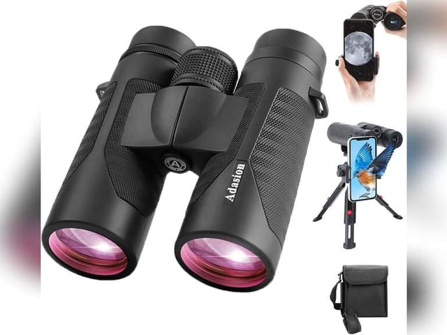 12x42 HD Binoculars for Adults High Powered with Phone Adapter and Tripod, Super Bright BAK4 Prism Waterproof Binoculars for Bird Watching Hunting Hiking Safari Travel Sports - product photo 2 of 5