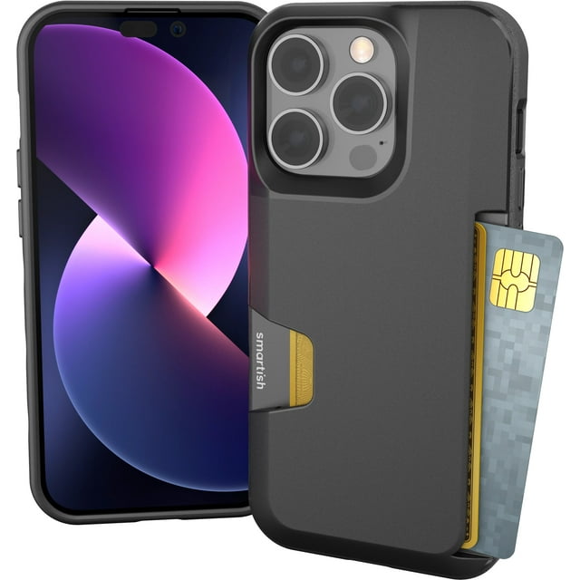 Smartish® iPhone 14 Wallet Case - Wallet Slayer Vol. 1 [Slim + Protective] Credit Card Holder - Drop Tested Hidden Card Slot Cover Compatible with Apple iPhone 14 - Black Tie Affair - product photo 3 of 5