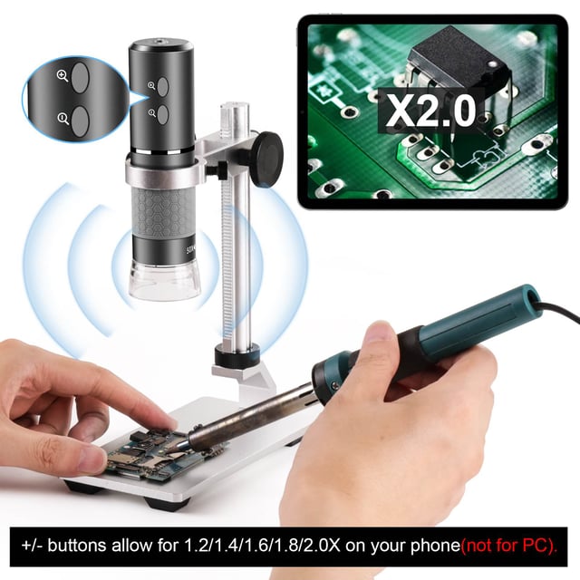 Ninyoon 4K Microscope with Professional Stand for iPhone Android PC, 50-1000X Digital USB Microscope Endoscope HD Camera for All Cellphones iPad Android Tablet Windows Mac Chrome Linux - product photo 4 of 5