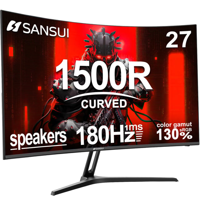 SANSUI 24 Inch Curved 160Hz Gaming Monitor,1500R Curved Gaming Monitor FHD 1080P Computer Monitor,MPRT 1ms Fast VA Display,Freesync,HDR,3000:1, HDMI2.0,DP1.4, VESA Support(ES-G24C1L HDMI Cable Incl.) - product photo 2 of 5