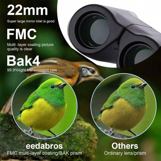 VnisLan 10x22 Binoculars for Adults and Kids High Powered, ED Lens with 60-Layer Coating, Waterproof Fogproof Compact Binocular for Bird Watching, Hunting, Stargazing & Travel - product photo 2 of 5