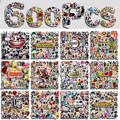 Close-up of anime sticker designs
