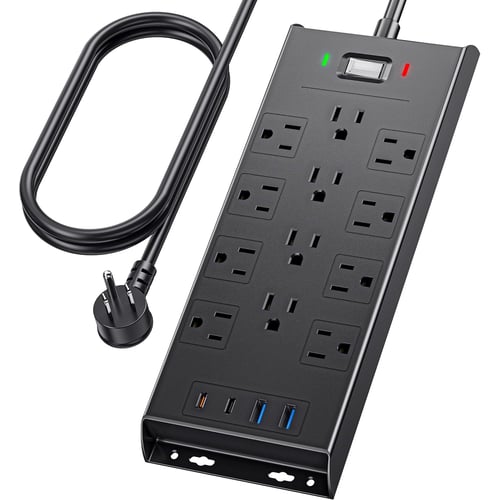 LeZone power strip in use on desk charging station