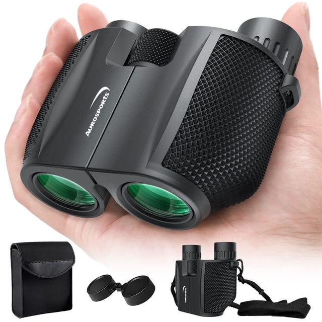 Leacco 10x25 Compact Binoculars for Adults and Kids, Large View Waterproof Small Binoculars with Low Light Vision BAK4 Prism FMC Lens for Cruise Ship Bird Watching Travel Hunting, Military Green - product photo 4 of 5