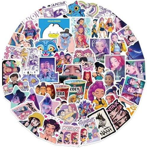 Close-up of individual Demon Hunters character stickers