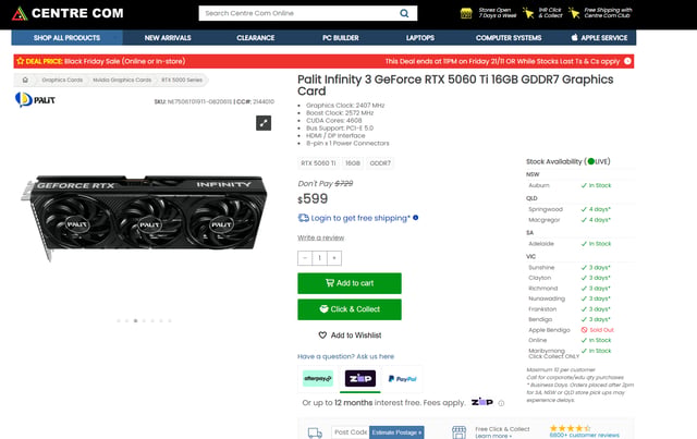 RTX 5060 Ti 16GB Palit Infinity 3 graphics card