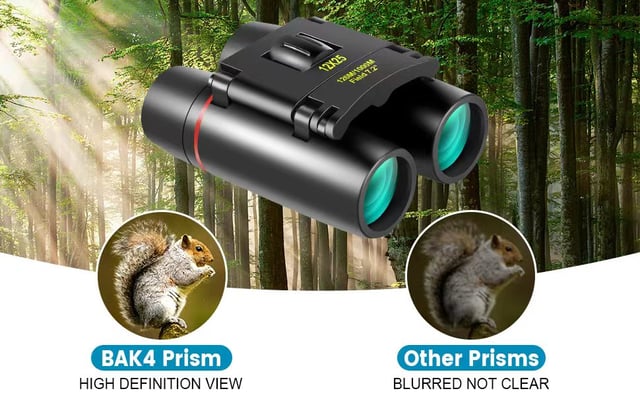 WRNRN 12X25 Mini Pocket Binoculars Compact, Small Lightweight Foldable for Adults Kids Bird Watching, Travel, Opera Concert, Hiking, Cruise, Football Game Green - product photo 3 of 5