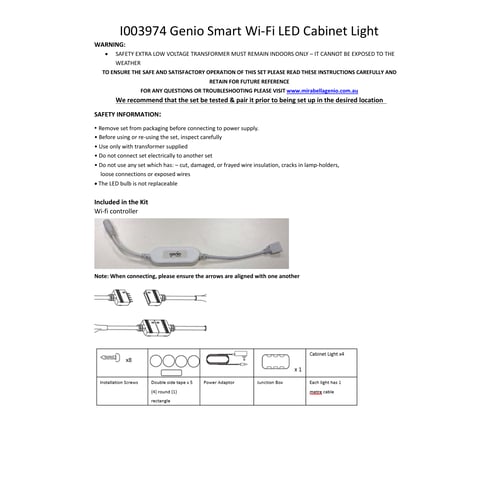 Mirabella Genio Smart Bulb specifications sheet