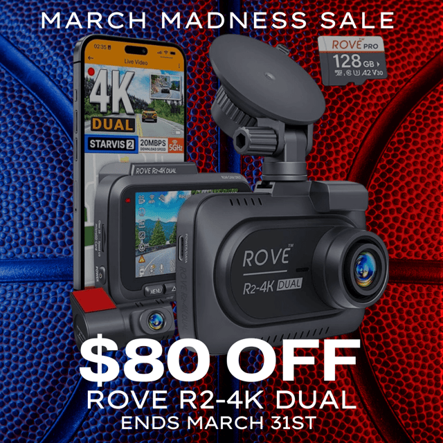 ROVE R2-4K DUAL Dash Cam Front and Rear, STARVIS 2 Sensor, FREE 128GB Card Included, 5G WiFi - up to 20MB/s Fastest Download Speed with App, 4K 2160P/FHD Dash Camera for Cars, 3" IPS, 24H Parking Mode - product photo 2 of 5