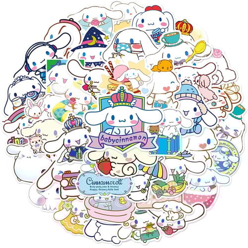 Cinnamoroll 50-pack sticker sheet overview