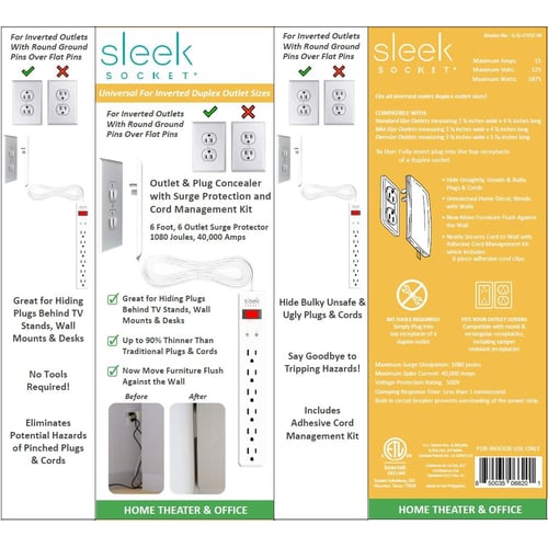 Sleek Socket installed flat against wall