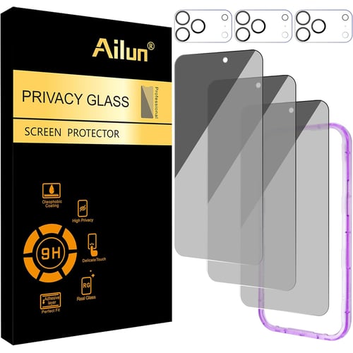 Ailun 3 Pack iPhone 17 Pro Max Privacy Screen Protector bundle