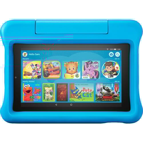 Amazon Fire 7 Kids tablet shown with protective case