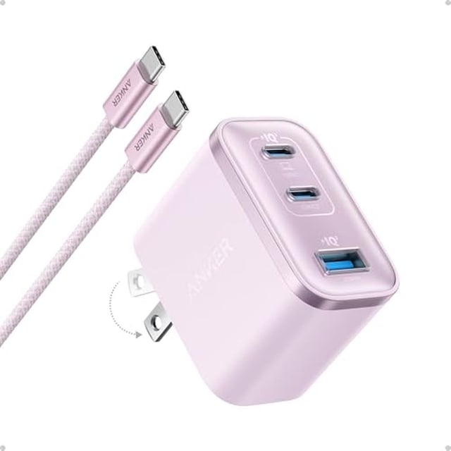 Anker Nano Charger, Ultra-Fast 70W Output 3-Port USB C Charger Block, Fast Charging, Compact and Stylish, for iPhone 17/16 Series, MacBook, iPad, Pixel, Galaxy, and More(Black, Cable Included) - product photo 3 of 5