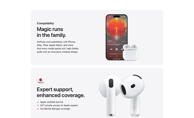 Apple AirPods 4 Wireless Earbuds, Bluetooth Headphones, Personalized Spatial Audio, Sweat and Water Resistant, USB-C Charging Case, H2 Chip, Up to 30 Hours of Battery Life, Effortless Setup for iPhone - product photo 5 of 5