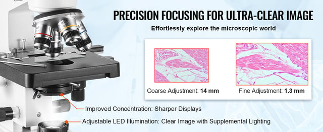 Microscope for Adults & Kids,40-2500X Binocular Microscope for School Lab & Home Schooling,with Mechanical Stages,Slides Set & Phone Holder - product photo 4 of 5