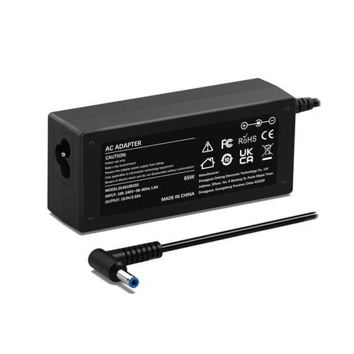 Close-up of the blue tip HP charger connector