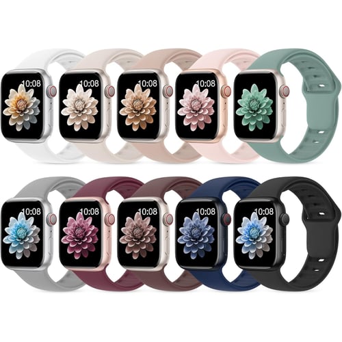 10 pack Apple Watch silicone bands variety of colors